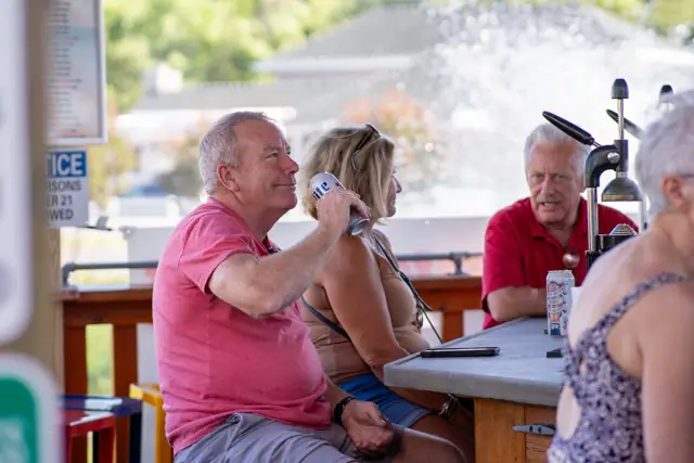 Guests relaxing at the outdoor bar